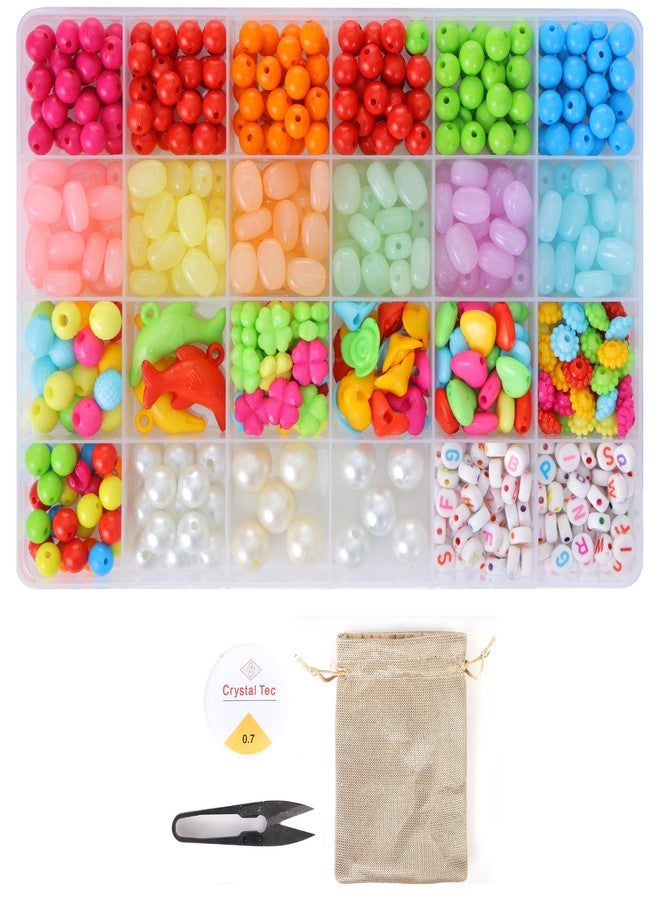 ambitieux Diy Bracelet Making Kit - 600 + Pcs 24 Colorful Beads, 10M Elastic Thread, Jute Bag, And Cutter - Gift For Girls Birthdays (All Color),Multicolor - Image 1
